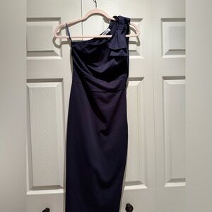 Elegant Navy One-Shoulder Dress